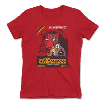 Cat Wars - Revenge Of The Dog Womens T-Shirt in Red color